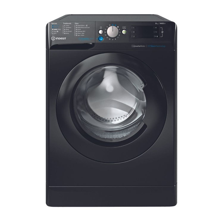 BWE91496XKVUK Indesit Push&Go Steam WASHING MACHINE - Black - A