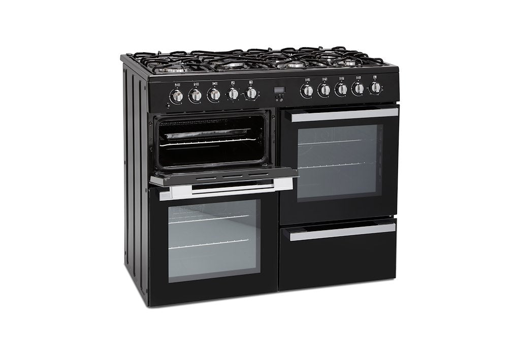 Montpellier MDF100K Dual Fuel Range Cooker in Black