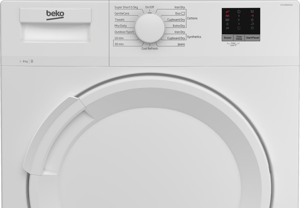 Beko DTLCE80051W 8kg Freestanding Condenser Tumble Dryer - White