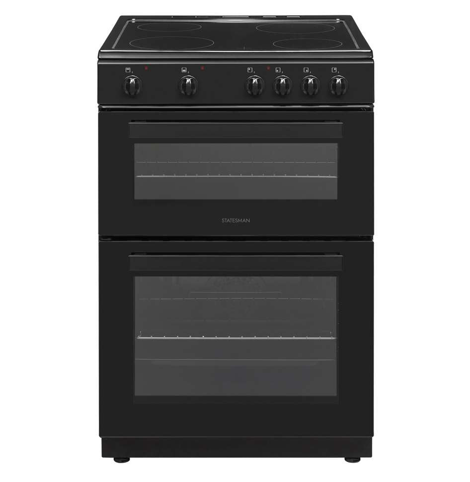 60cm Double Oven Electric Ceramic Cooker Black
