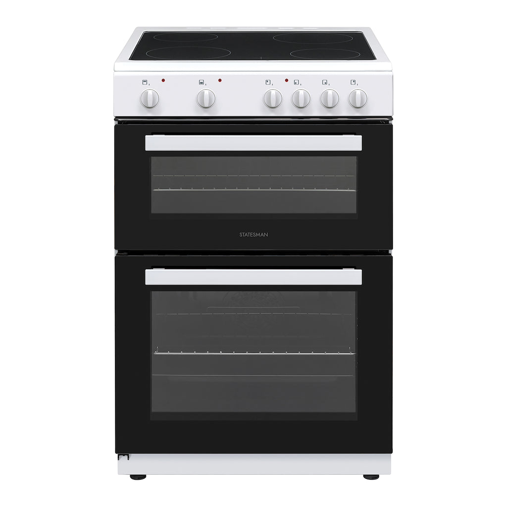 60cm Double Oven Electric Ceramic Cooker White