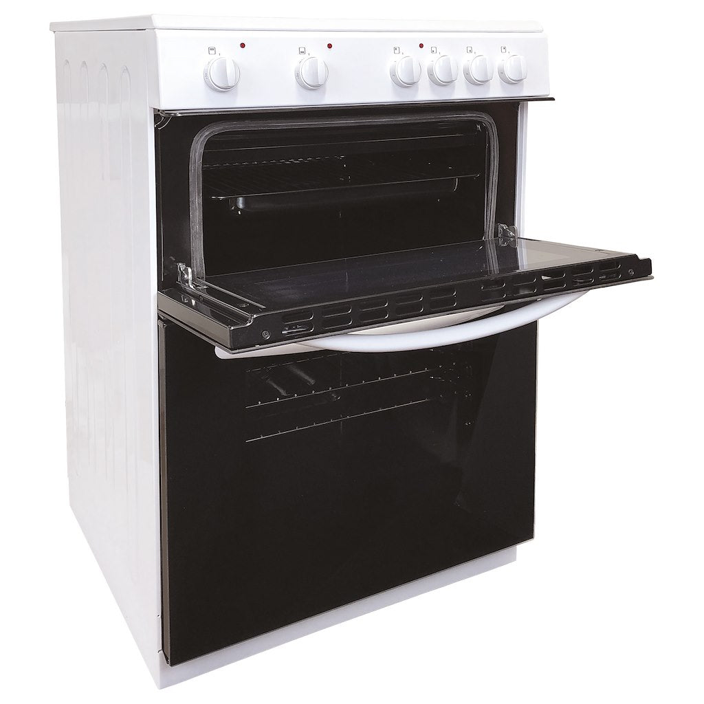 60cm Double Oven Electric Ceramic Hob Cooker White