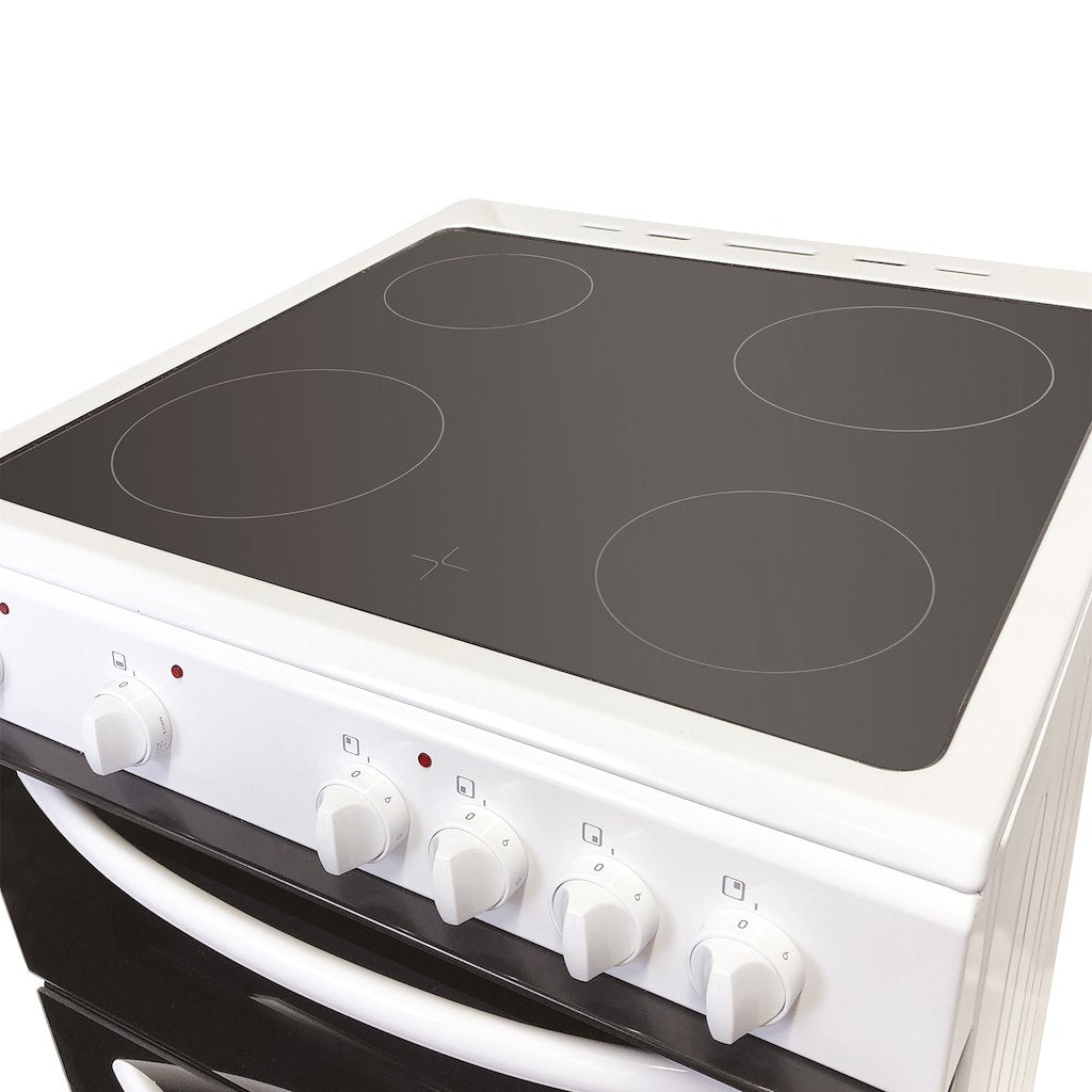 60cm Double Oven Electric Ceramic Hob Cooker White