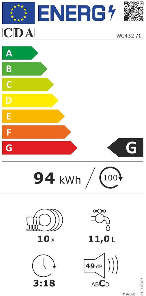 45cm Integrated Slimline Dishwasher