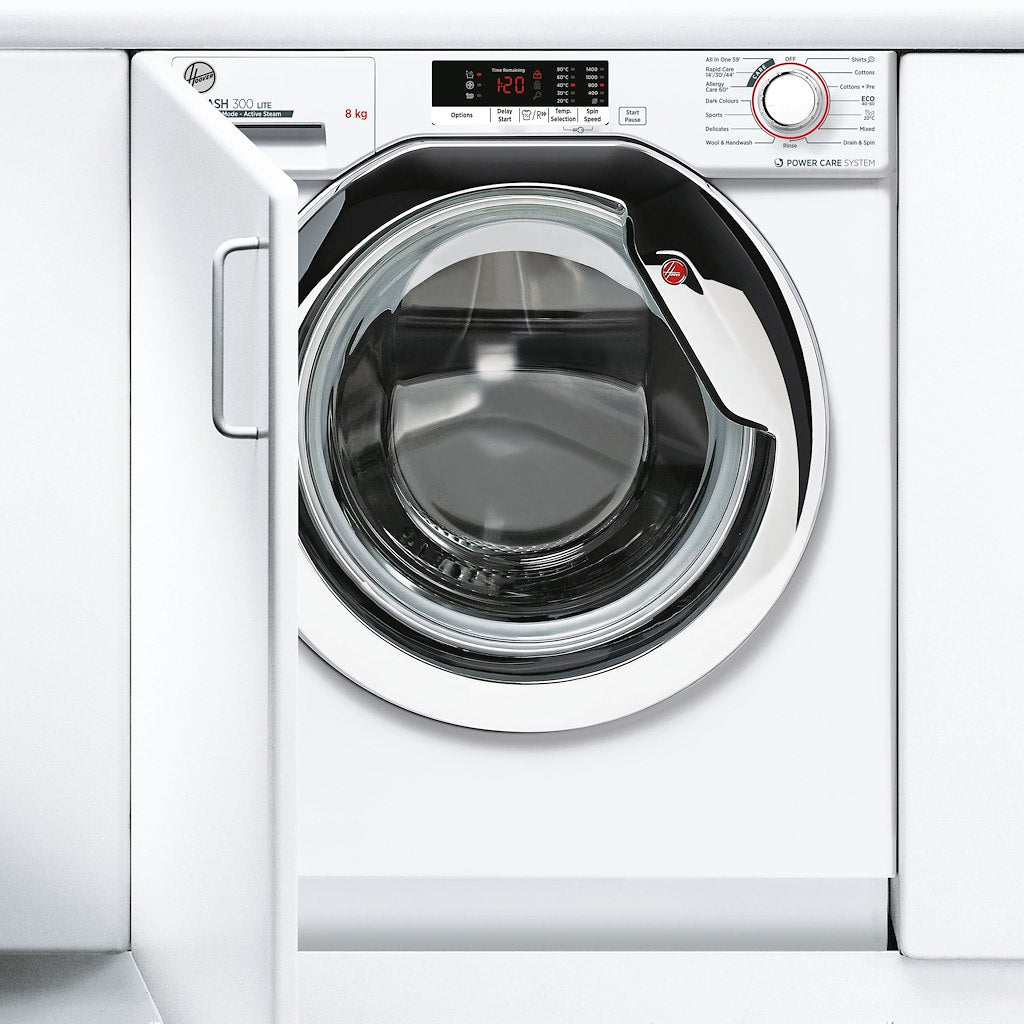 Hoover HBWS 48D2ACE-80 H-WASH 300 LITE Integrated 8kg 1400rpm Washing Machine - C Energy Rated - White & Chrome