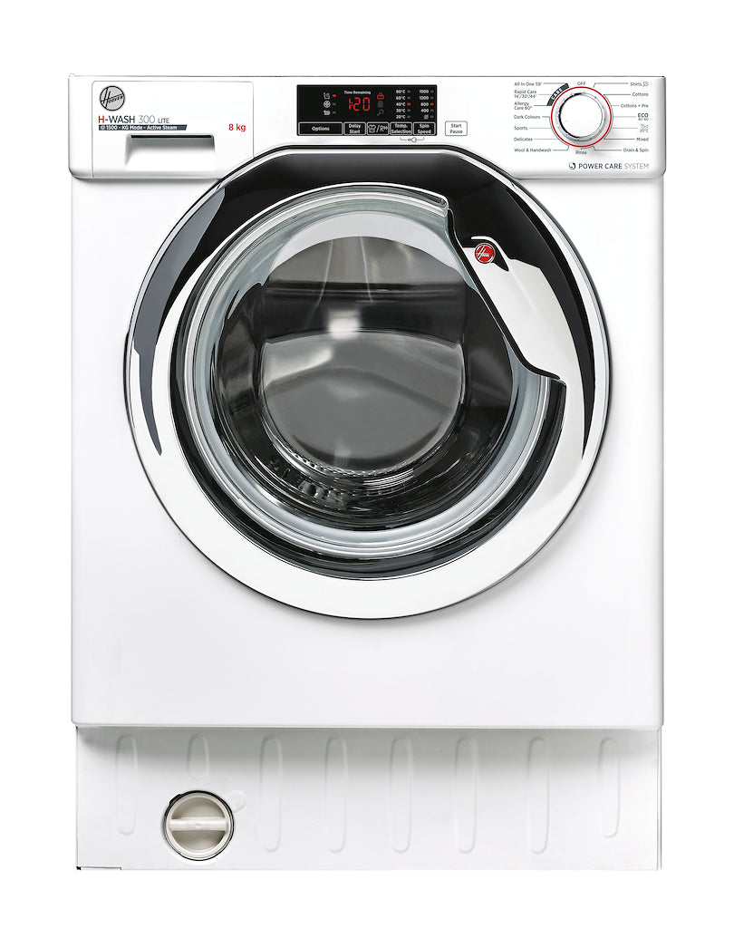 Hoover HBWS 58D1ACE-80 H-WASH 300 LITE Integrated 8kg 1500rpm Washing Machine - C Energy Rated - White & Chrome