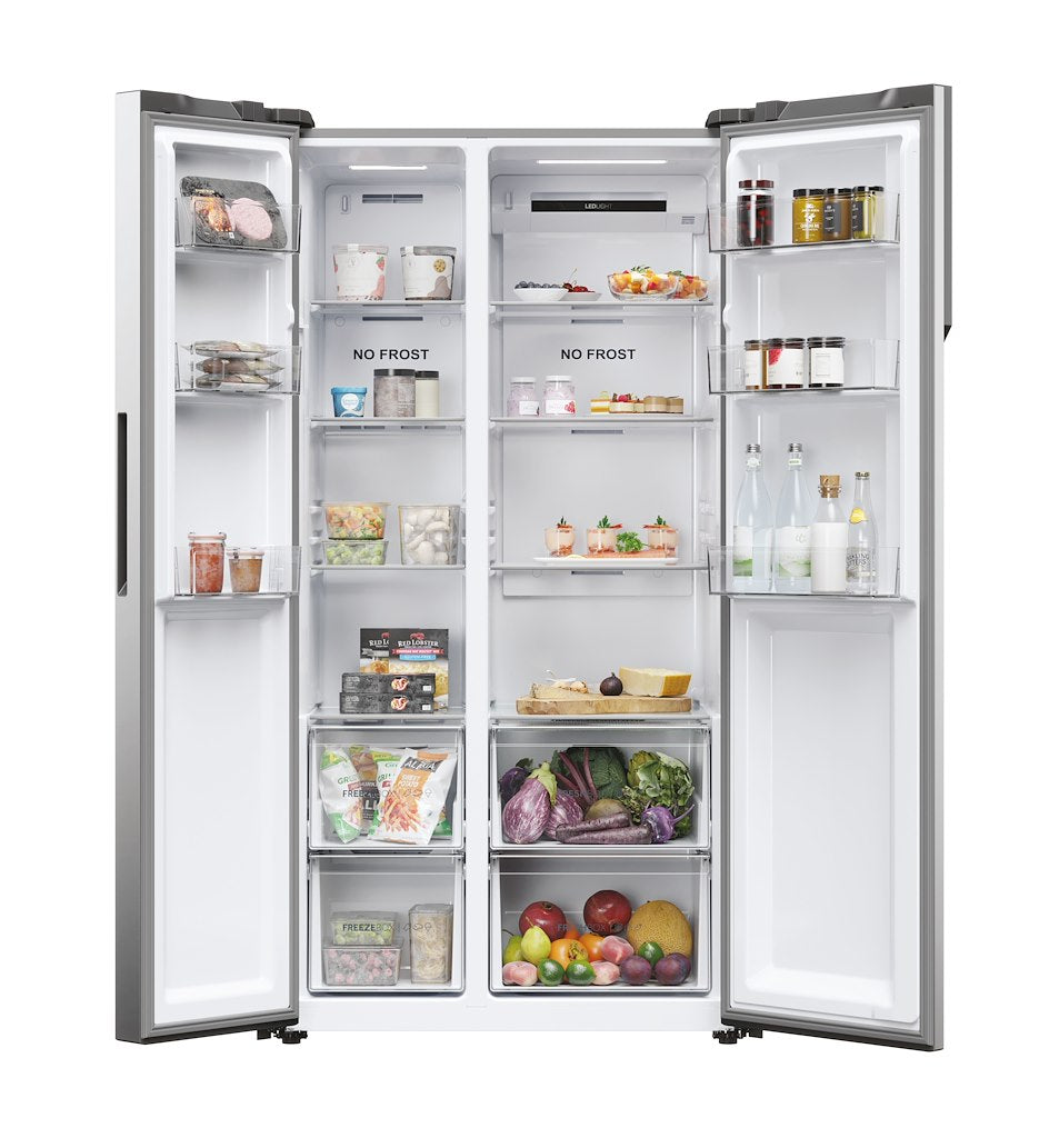 Haier HSR5918DNMP 90cm Side-by-Side Fridge Freezer - Platinum Inox