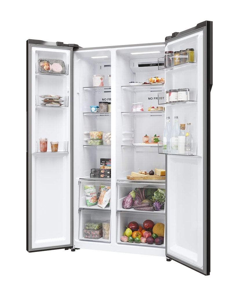Haier HSR5918DNMP 90cm Side-by-Side Fridge Freezer - Platinum Inox