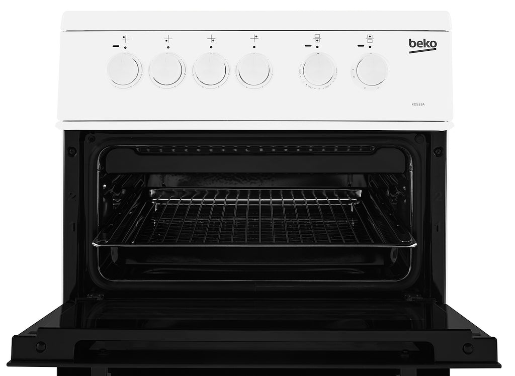 Beko KD533AW 50cm Twin Cavity Electric Cooker - White