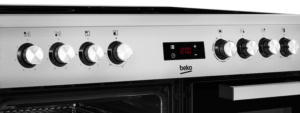 Beko KDVC90X 90cm Double Oven Range Cooker with 5 Zone Ceramic Hob - Stainless Steel