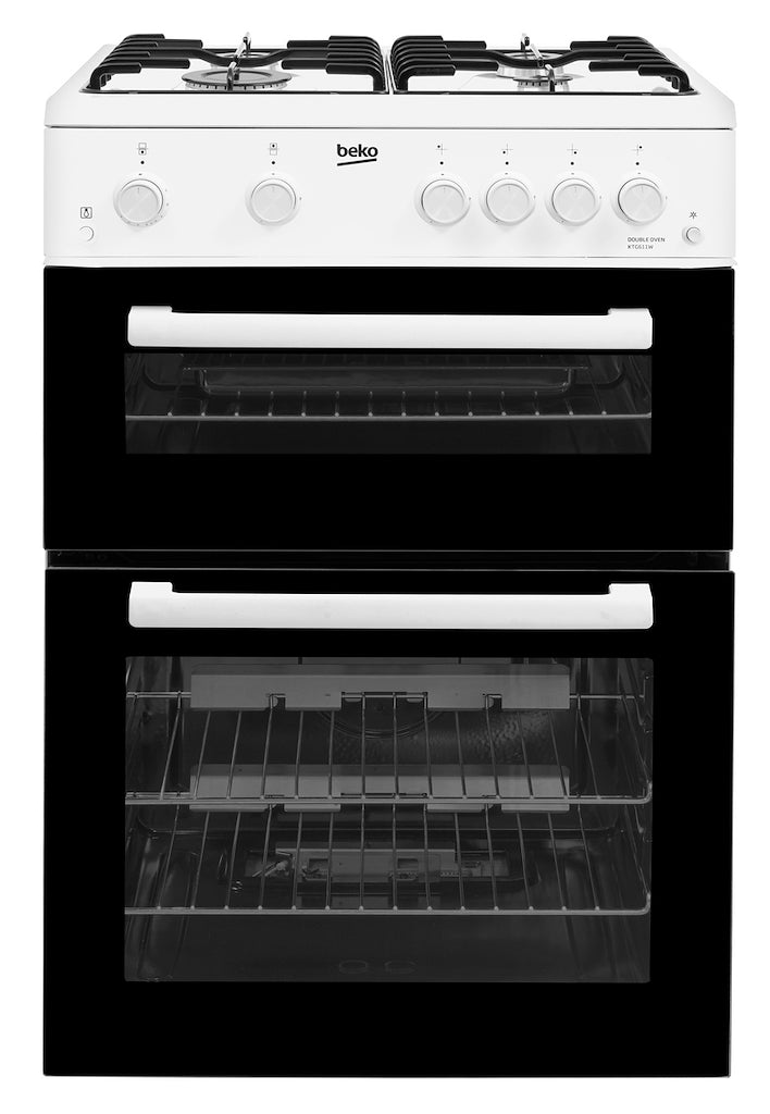 Beko KTG611 60cm Freestanding Gas Twin Cavity Cooker - White