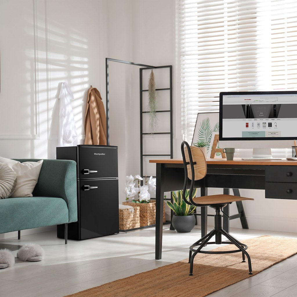 Montpellier MAB2035EK Retro Undercounter Fridge Freezer In Black