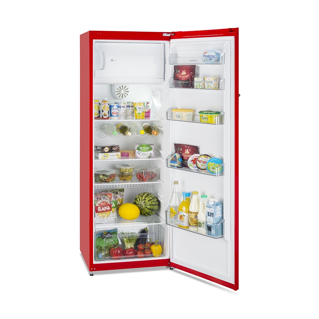 Montpellier MAB341R Retro Fridge Freezer in Red