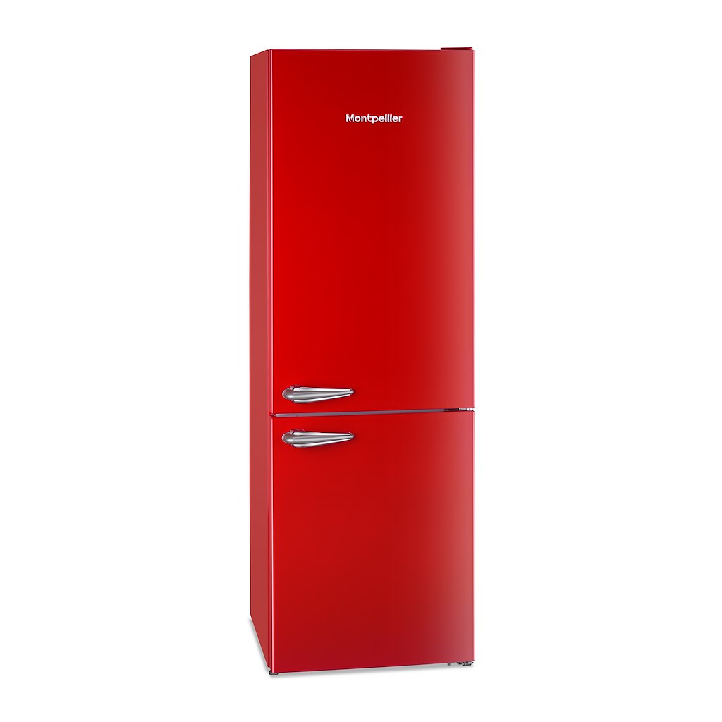 Montpellier MAB386R Retro No Frost Fridge Freezer in Red