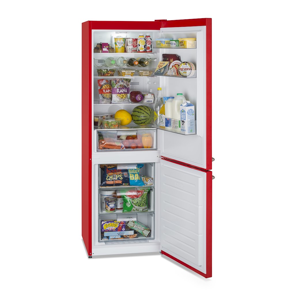 Montpellier MAB386R Retro No Frost Fridge Freezer in Red