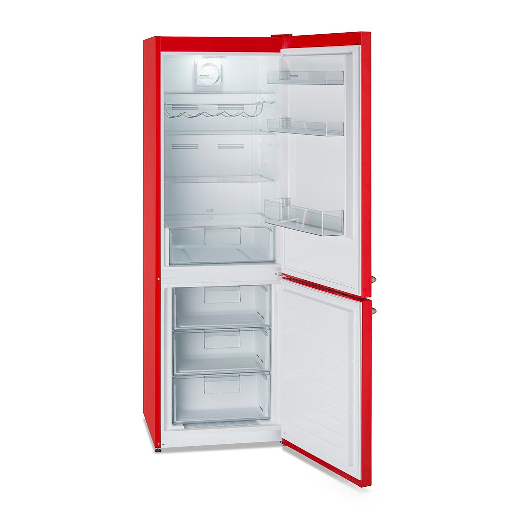 Montpellier MAB386R Retro No Frost Fridge Freezer in Red
