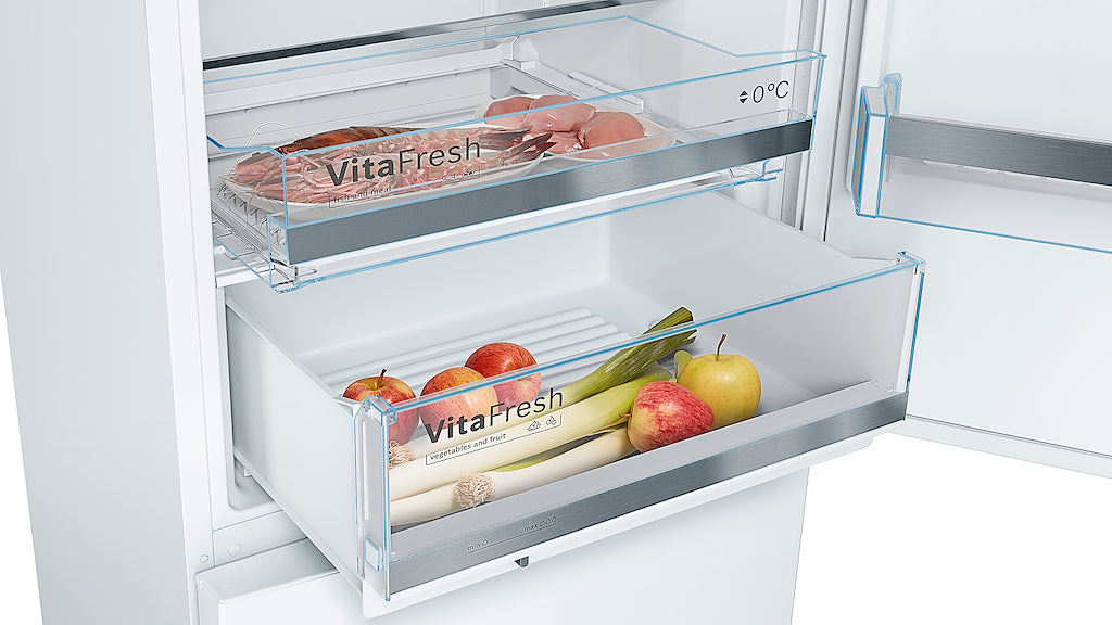 KGE49AWCAG, Free-standing fridge-freezer with freezer at bottom