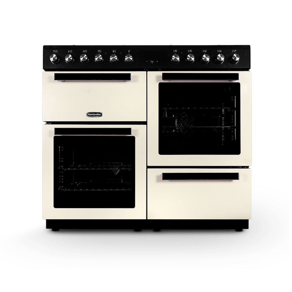 Montpellier MDFRC100K 100cm Dual Fuel Range Cooker In Cream With 2 Fan Assisted Ovens