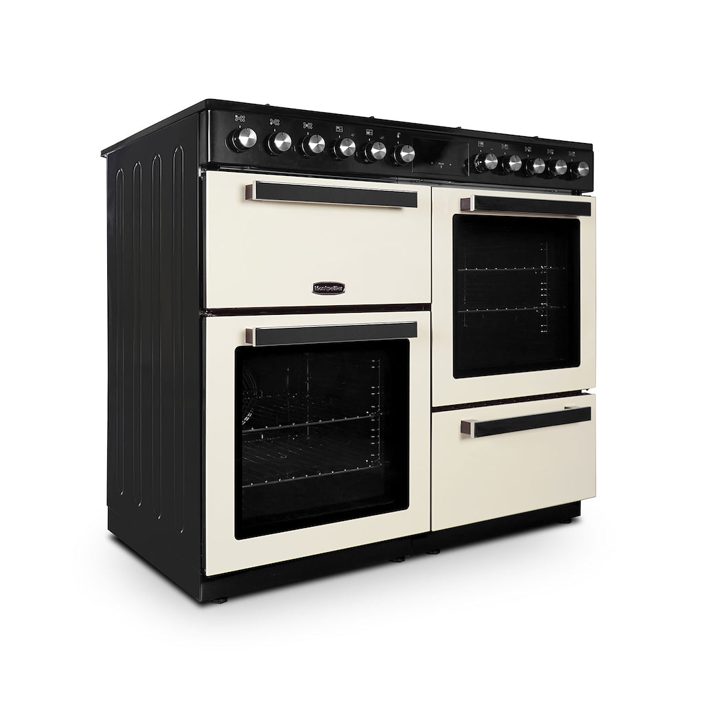 Montpellier MDFRC100K 100cm Dual Fuel Range Cooker In Cream With 2 Fan Assisted Ovens