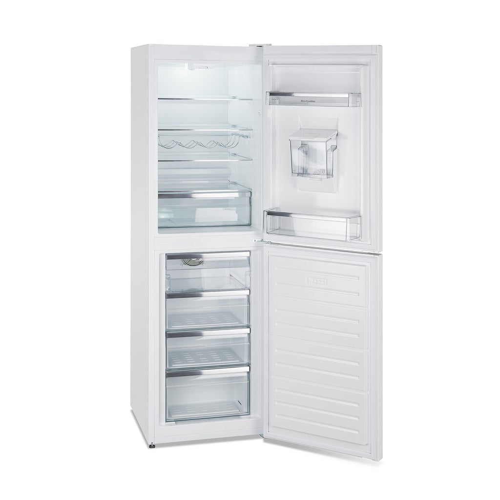 Montpellier MFF185DW 50/50 Frost Free Fridge Freezer in White with Water Dispenser