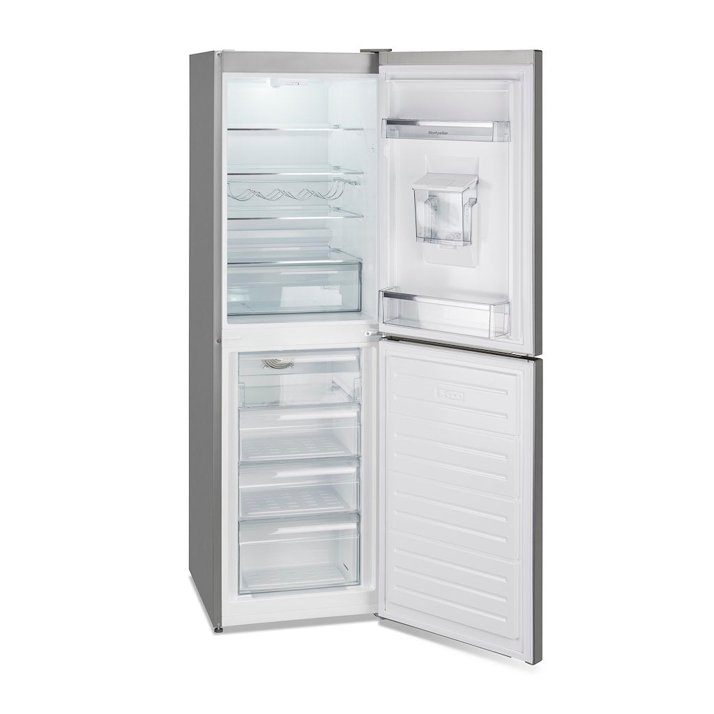 Montpellier MFF185DX 50/50 Frost Free Fridge Freezer in Inox with Water Dispenser