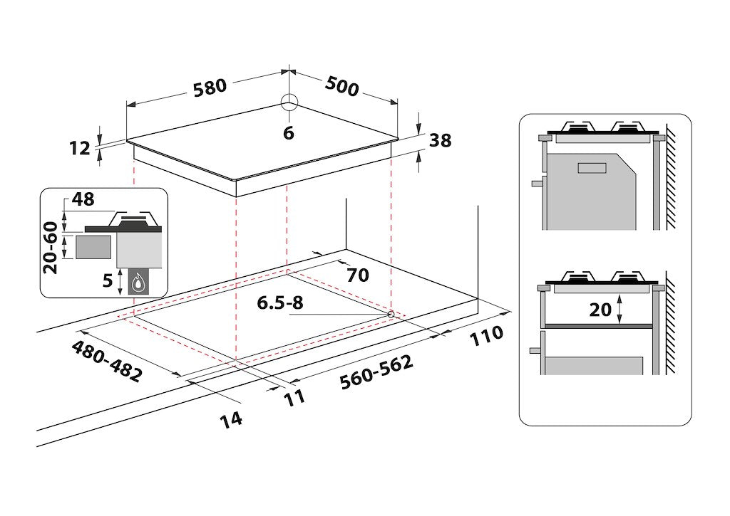 Hotpoint gas hob: 4 gas burners
