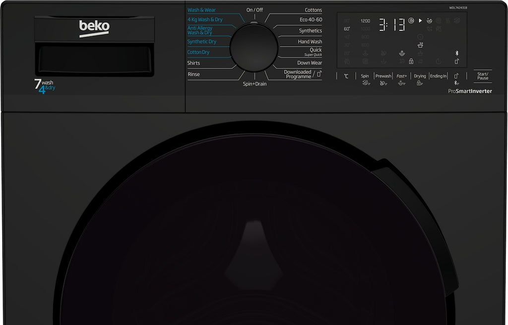 Beko WDL742431B 7kg Wash + 4kg Dry Freestanding Washer Dryer - Black