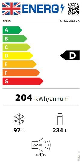 Bottom Mount, 50's Style, Red, no-frost, left, UK Market