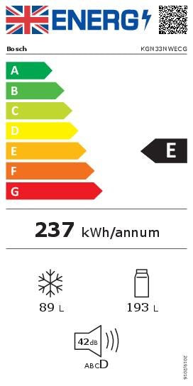KGN33NWECG, Free-standing fridge-freezer with freezer at bottom