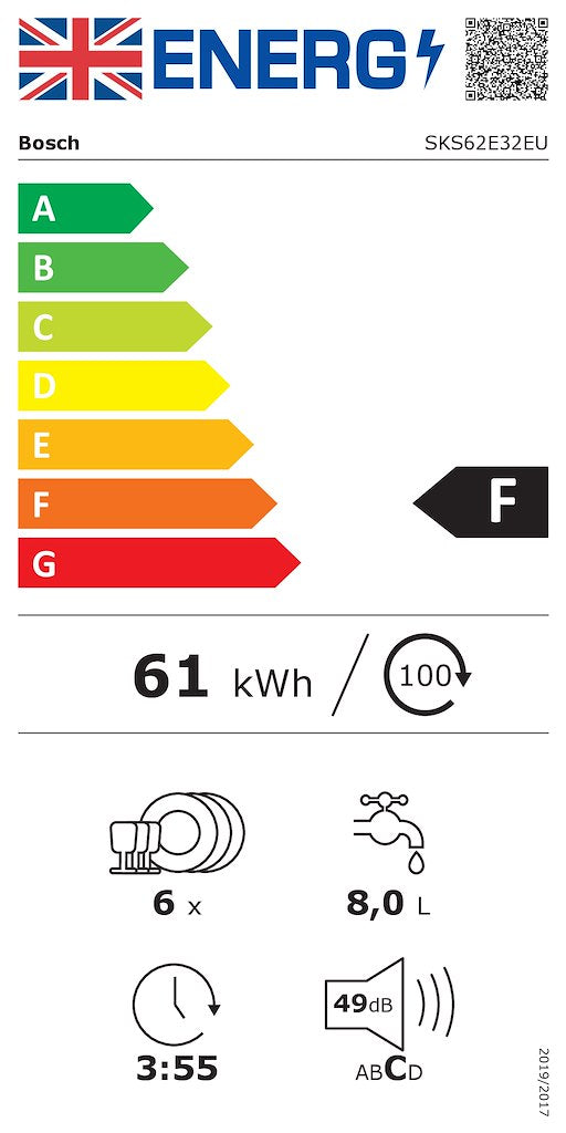 SKS62E32EU, Free-standing compact dishwasher