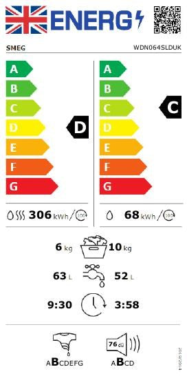 WD FS, 10/6Kg, 1400rpm, Steam, LCD, D, UK