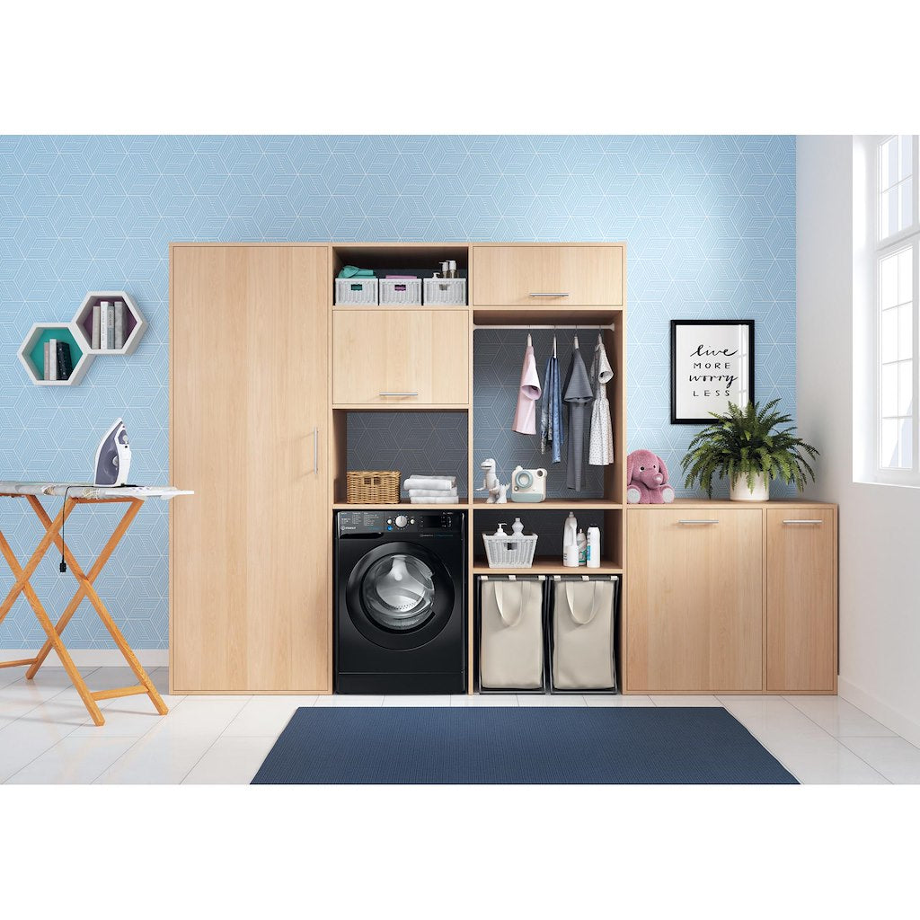 BWE81496XKVUK Indesit Push&Go Steam WASHING MACHINE 8KG - Black - A