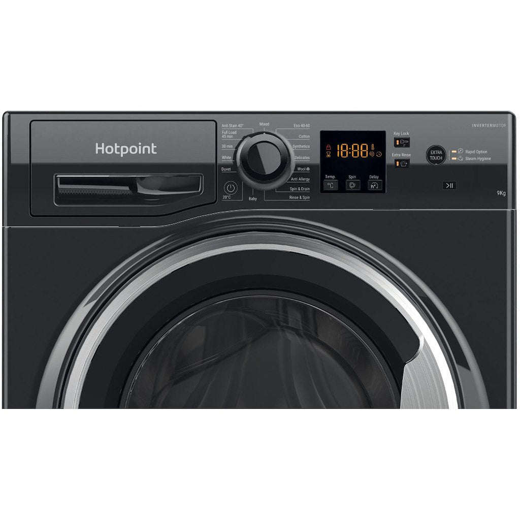 Hotpoint Anti-stain Washing Machine - Black - 9kg - 1400rpm - A Rated - NSWF 946 BS UK