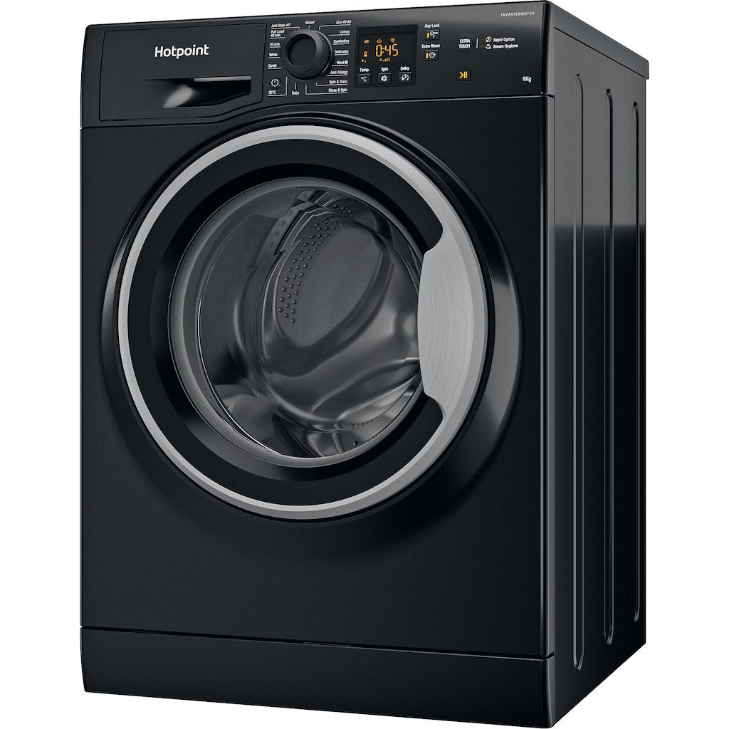 Hotpoint Anti-stain Washing Machine - Black - 9kg - 1400rpm - A Rated - NSWF 946 BS UK
