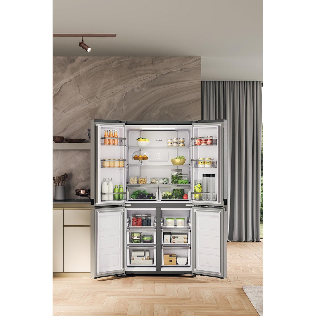 Whirlpool 90cm Total Frost Free 4 Door Fridge Freezer - Stainless Steel - 33 Shopping Bags - E Rated - WQ9 B2L G