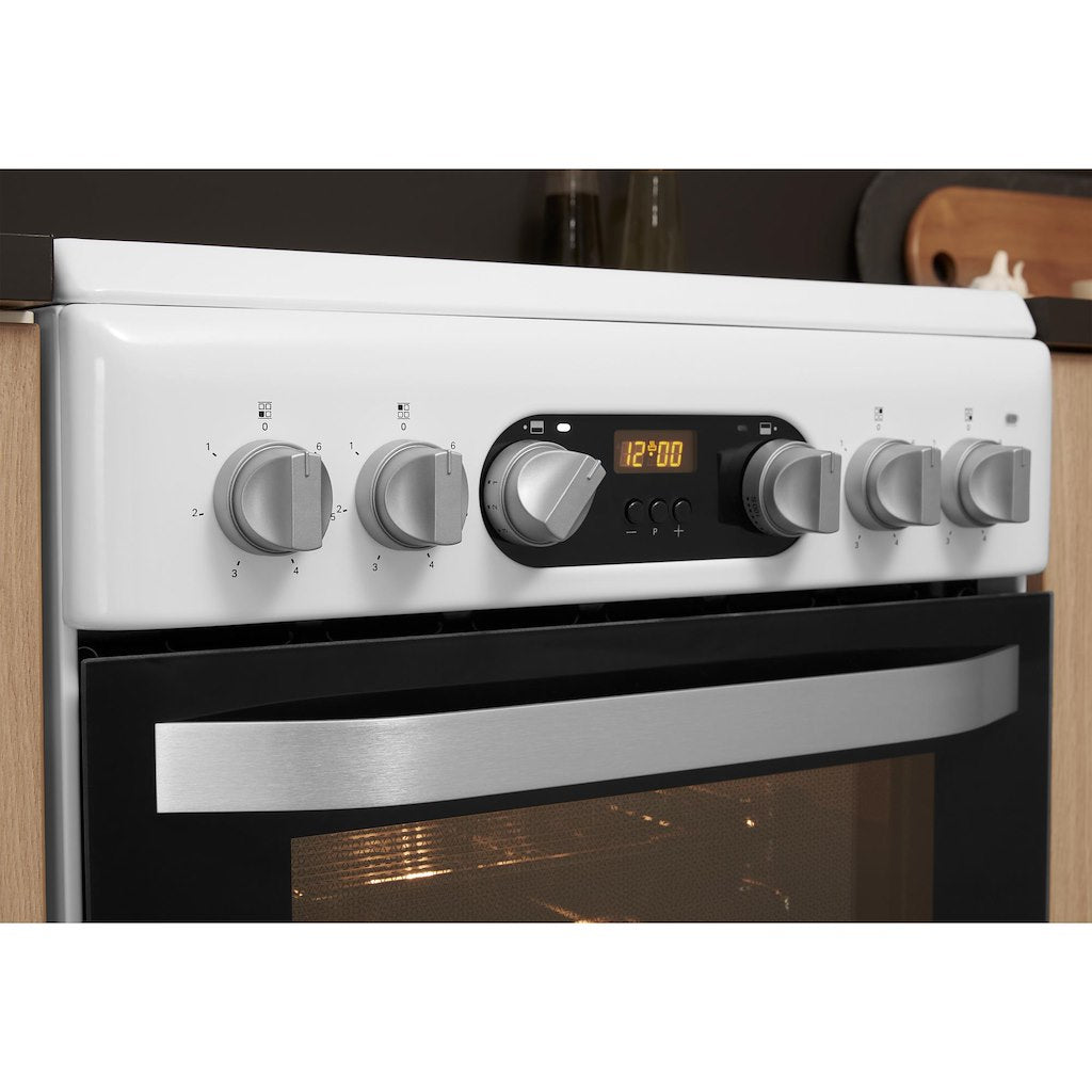 Electric Double Oven Cooker - Fan Oven - White With Fast Preheat and Easy Clean Removable Glass Door