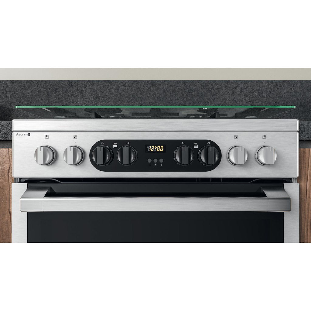 Dual Fuel Double Oven Cooker - Stainless Steel With Two Full Fan Ovens and Steam Function