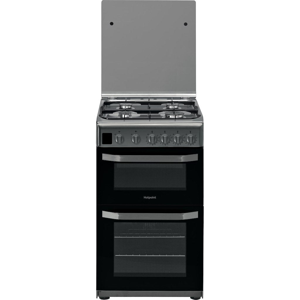 Gas Double Oven Cooker - Coventional Oven - Stainless Steel With Fast Preheat and Digital Clock & Minute Minder