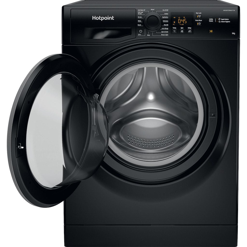 Hotpoint Anti-stain Washing Machine - Black - 9kg - 1400rpm - A Rated - NSWF 946 BS UK