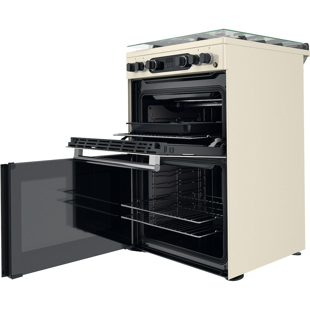 Hotpoint Gas Double Cooker - Cream - 60cm - A+ | A+ - CD67G0C2CJ/UK