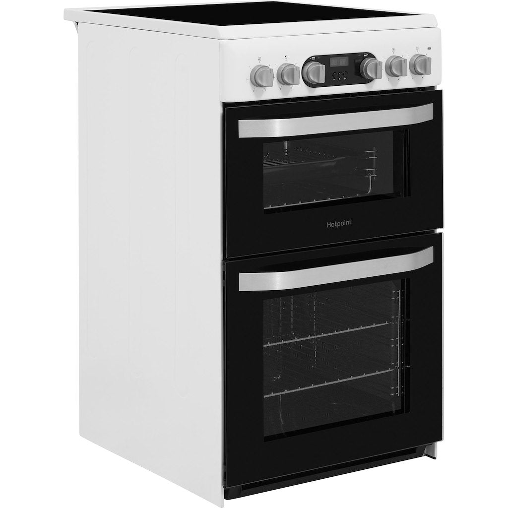 Electric Double Oven Cooker - Fan Oven - White With Fast Preheat and Easy Clean Removable Glass Door