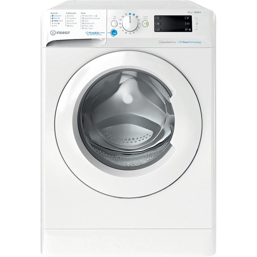 BWE111496XWVUK Indesit Push&Go Steam WASHING MACHINE - White - A