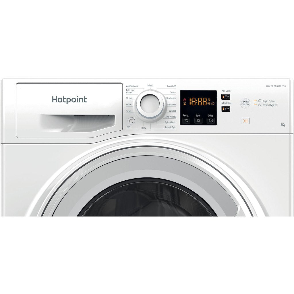 Hotpoint AntiStain40 Washing Machine - White - 8kg - 1600 RPM - C Rated - NSWM 864C W UK N