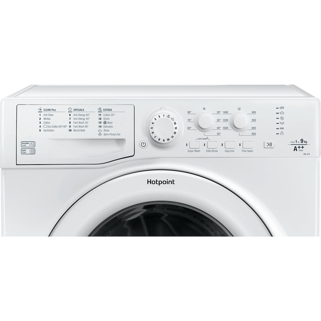 Hotpoint freestanding front loading washing machine: 9kg