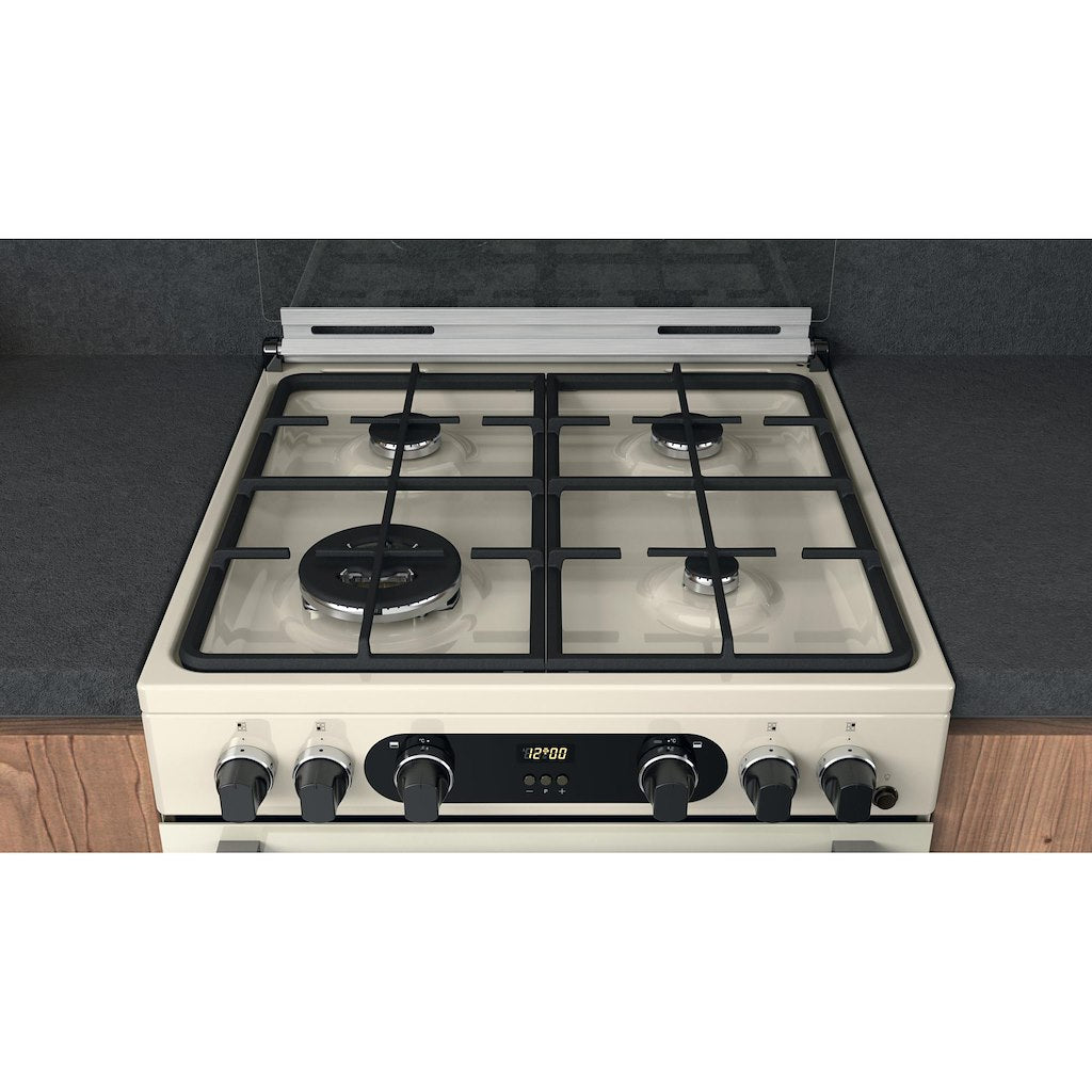 Hotpoint Gas Double Cooker - Cream - 60cm - A+ | A+ - CD67G0C2CJ/UK