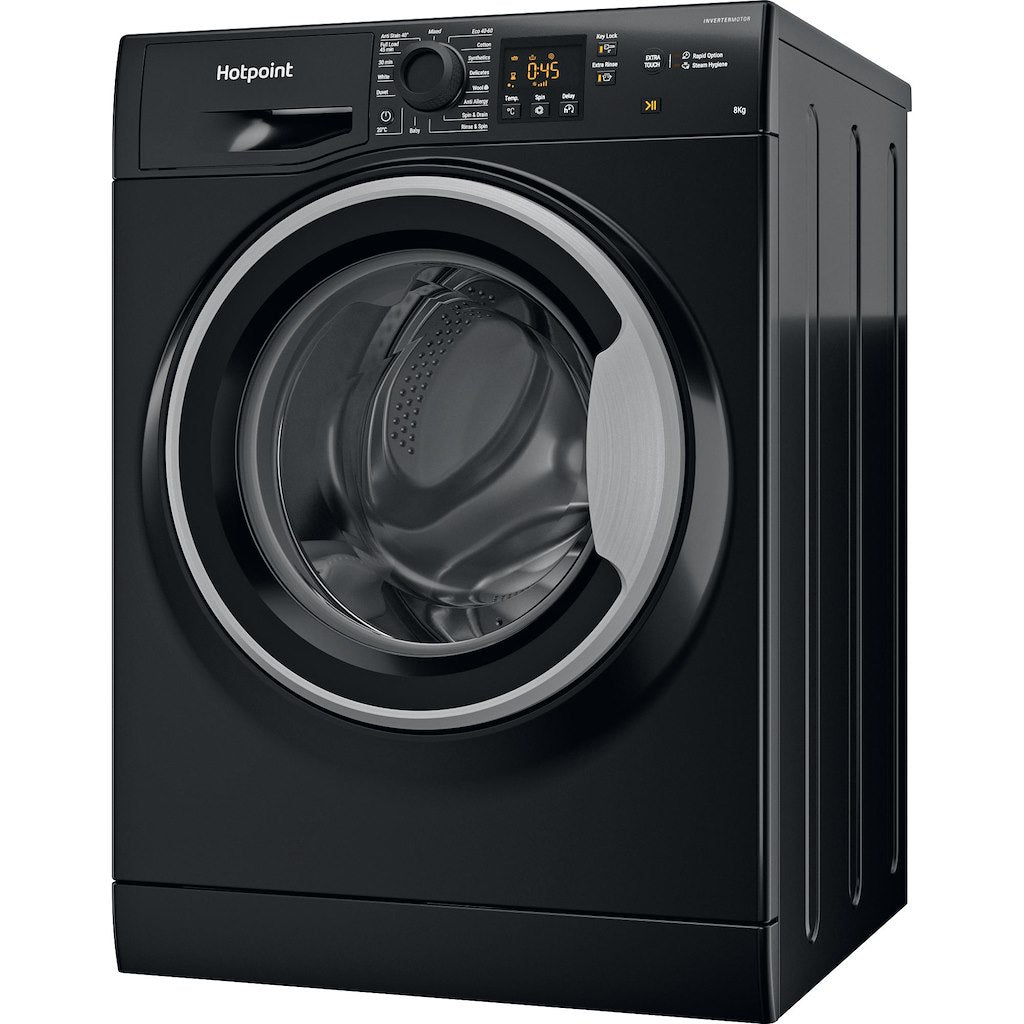 Hotpoint Anti-stain Washing Machine - Black - 8kg - 1600rpm - C Rated - NSWM 864C BS UK N