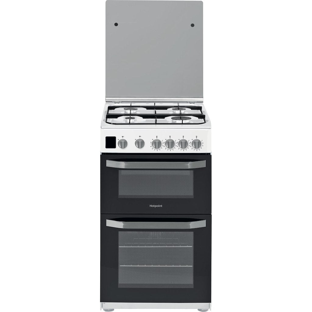 Gas Double Oven Cooker - Coventional Oven - White With Fast Preheat and Digital Clock & Minute Minder