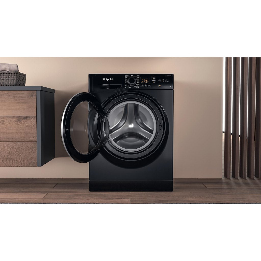 Hotpoint Anti-stain Washing Machine - Black - 8kg - 1600rpm - C Rated - NSWM 864C BS UK N
