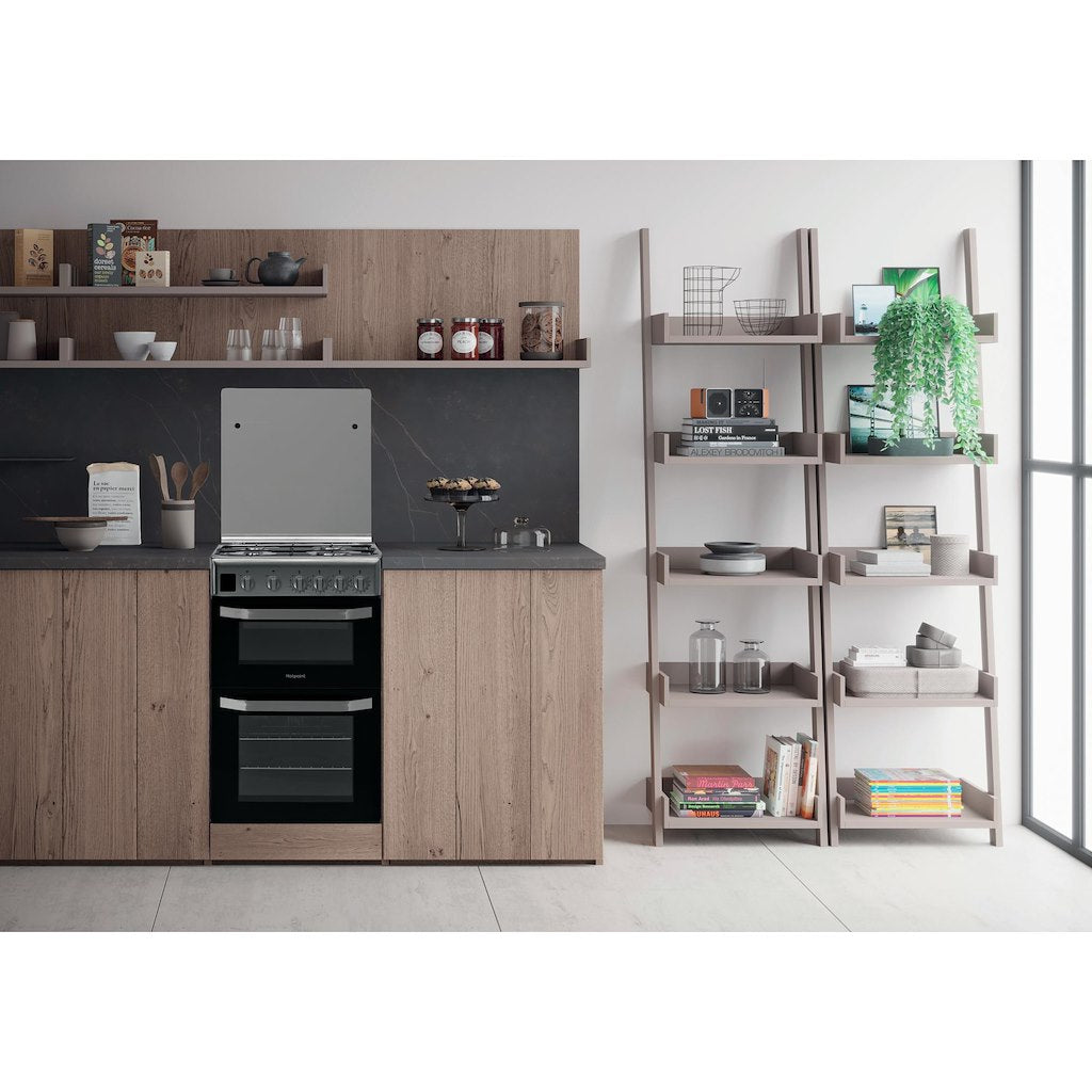 Gas Double Oven Cooker - Coventional Oven - Stainless Steel With Fast Preheat and Digital Clock & Minute Minder