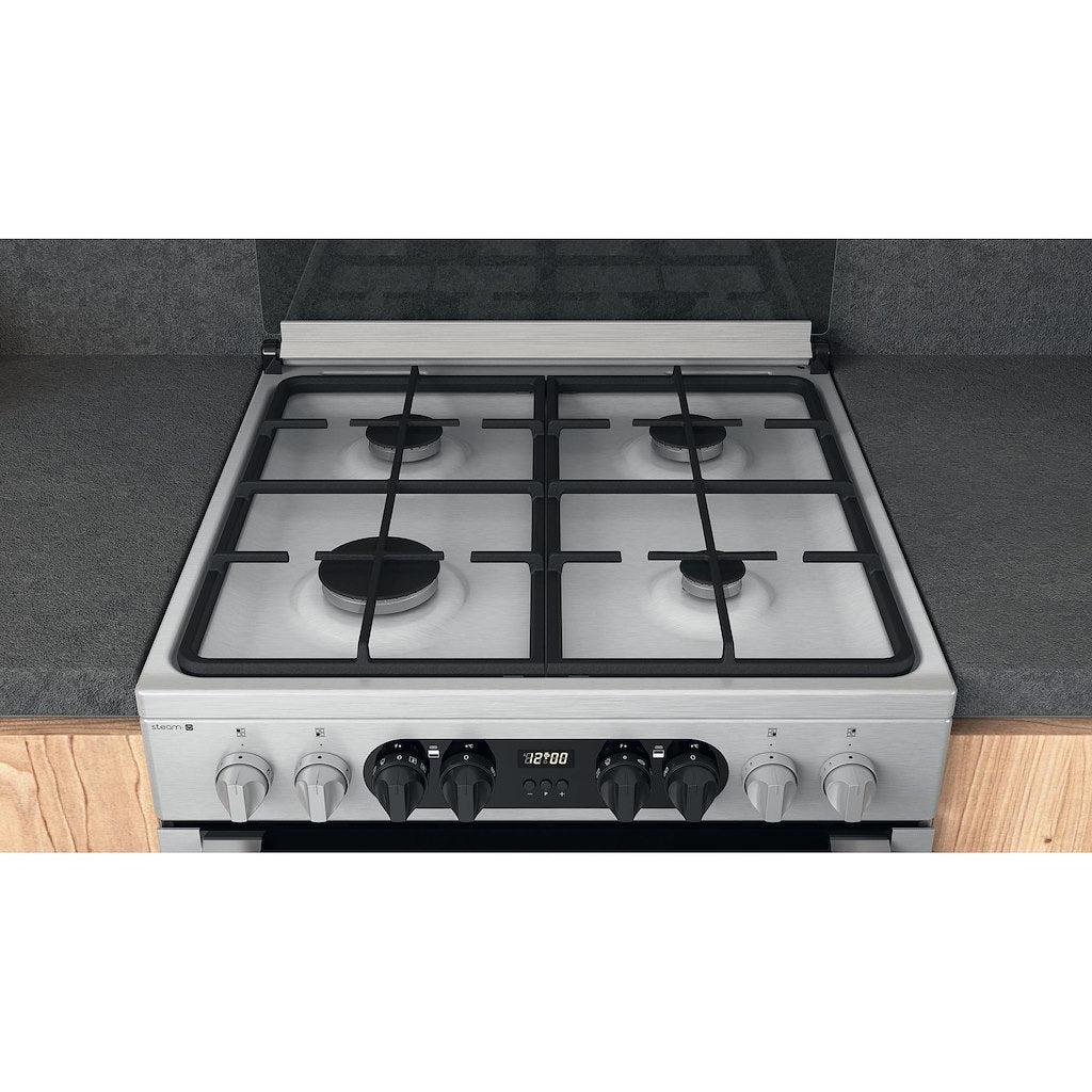 Dual Fuel Double Oven Cooker - Stainless Steel With Two Full Fan Ovens and Steam Function